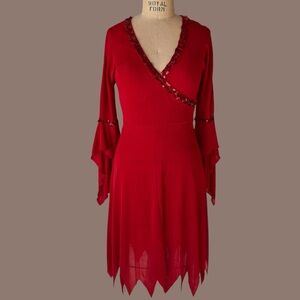 Vintage Moda International Vampire Sequin Red Dress